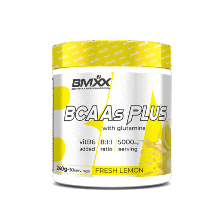 BMXX BCAAS PLUS 8:1:1- BRANCHED CHAIN AMINO ACIDS WITH GLUTAMINE AND VIT B6 240GR  FRESH LEMON