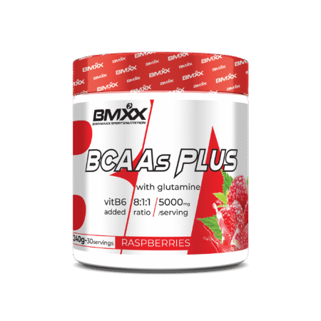 BMXX BCAAS PLUS 8:1:1- BRANCHED CHAIN AMINO ACIDS WITH GLUTAMINE AND VIT B6 240GR RASPBERRIES