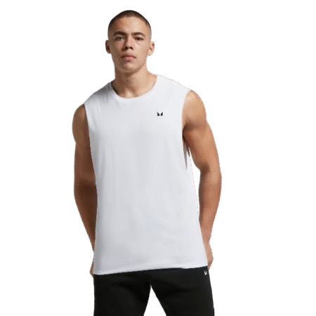 MP428 MENS REST DAY DROP ARMHOLE TANK TOP WHITE SIZE L